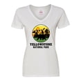 thumbnail image 1 of Inktastic Yellowstone National Park with Bear Mountains and Trees Cricle Women's V-Neck T-Shirt, 1 of 5