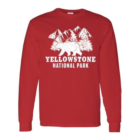 Inktastic Yellowstone National Park with Bear Mountains and Trees Long Sleeve T-Shirt