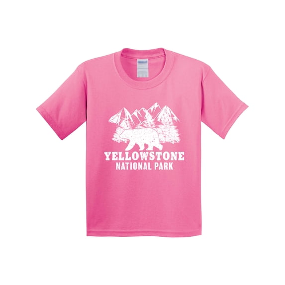 Inktastic Yellowstone National Park with Bear Mountains and Trees Youth T-Shirt