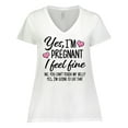 thumbnail image 1 of Inktastic Yes I'm Pregnant I Feel Fine No You Cant Touch My Belly Women's Plus Size V-Neck T-Shirt, 1 of 5