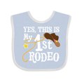 thumbnail image 1 of Inktastic Yes, This is My 1st Rodeo Cowboy Hat and Lasso Boys or Girls Baby Bib, 1 of 4