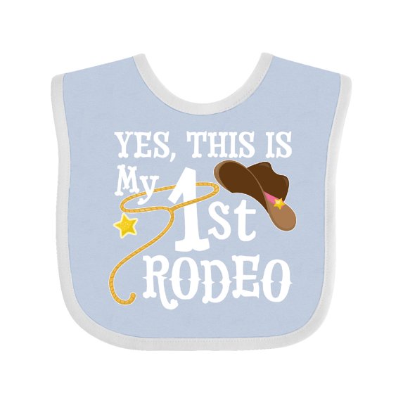 Inktastic Yes, This is My 1st Rodeo Cowboy Hat and Lasso Boys or Girls Baby Bib