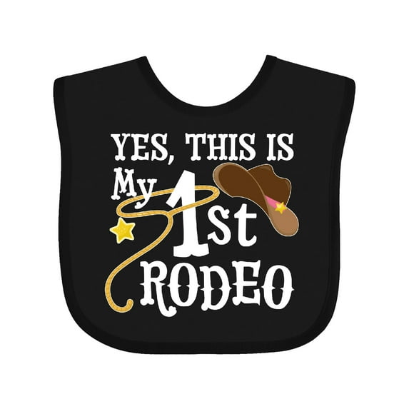 Inktastic Yes, This is My 1st Rodeo Cowboy Hat and Lasso Boys or Girls Baby Bib