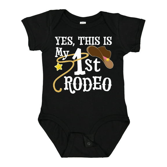 Inktastic Yes, This is My 1st Rodeo Cowboy Hat and Lasso Boys or Girls Baby Bodysuit
