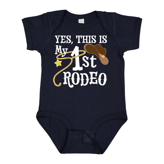 Inktastic Yes, This is My 1st Rodeo Cowboy Hat and Lasso Boys or Girls Baby Bodysuit