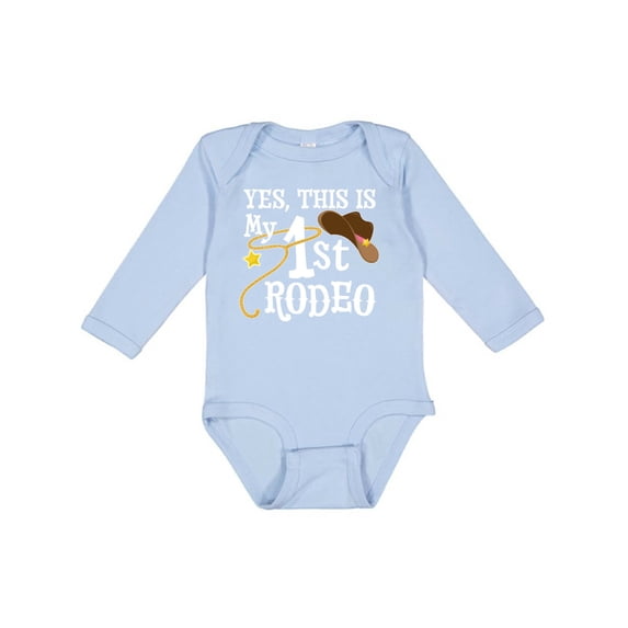 Inktastic Yes, This is My 1st Rodeo Cowboy Hat and Lasso Boys or Girls Long Sleeve Baby Bodysuit