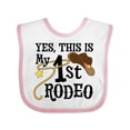 thumbnail image 1 of Inktastic Yes, This is My 1st Rodeo Cowboy Hat with Pink Band, Lasso Girls Baby Bib, 1 of 4