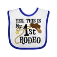 thumbnail image 1 of Inktastic Yes, This is My 1st Rodeo Cowboy Hat with Pink Band, Lasso Girls Baby Bib, 1 of 4