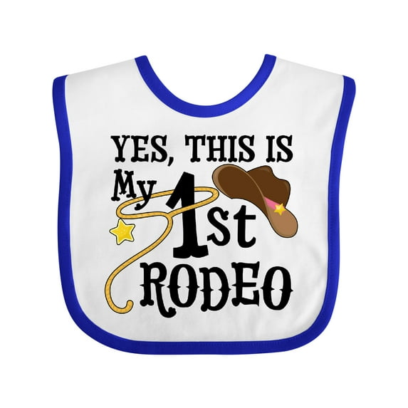 Inktastic Yes, This is My 1st Rodeo Cowboy Hat with Pink Band, Lasso Girls Baby Bib