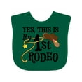 thumbnail image 1 of Inktastic Yes, This is My 1st Rodeo Cowboy Hat with Pink Band, Lasso Girls Baby Bib, 1 of 4