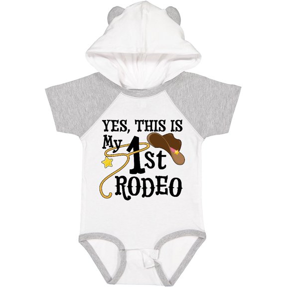 Inktastic Yes, This is My 1st Rodeo Cowboy Hat with Pink Band, Lasso Girls Baby Bodysuit