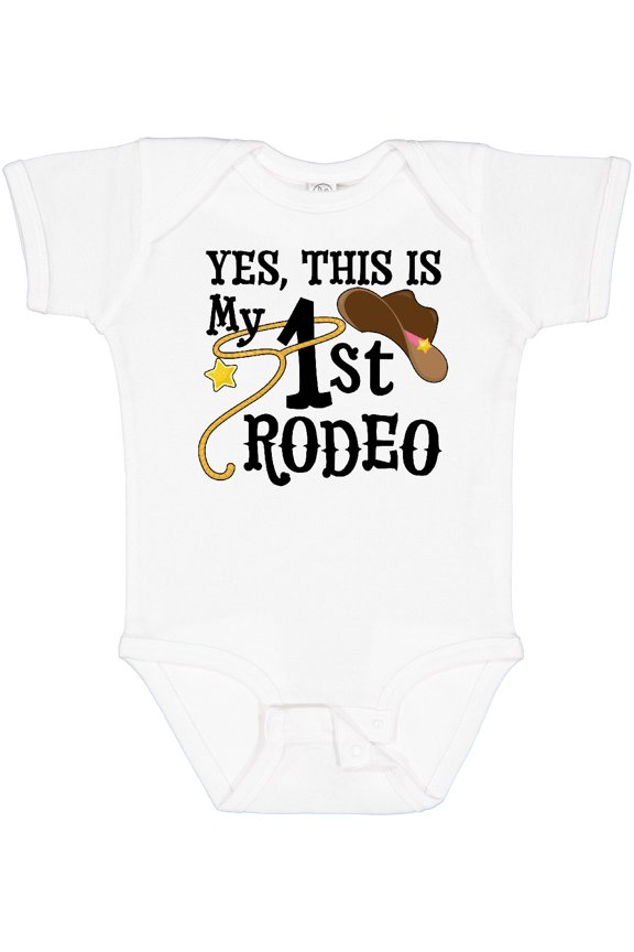 Yes, This is My 1st Rodeo Cowboy Hat with Pink Band, Lasso Girls Baby Bodysuit