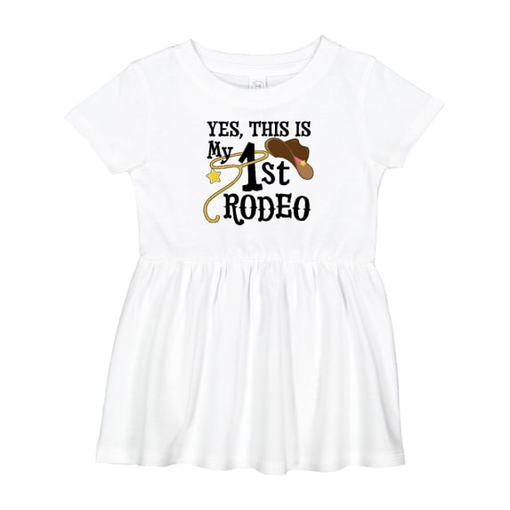 Inktastic Yes, This is My 1st Rodeo Cowboy Hat with Pink Band, Lasso Girls Baby Dress