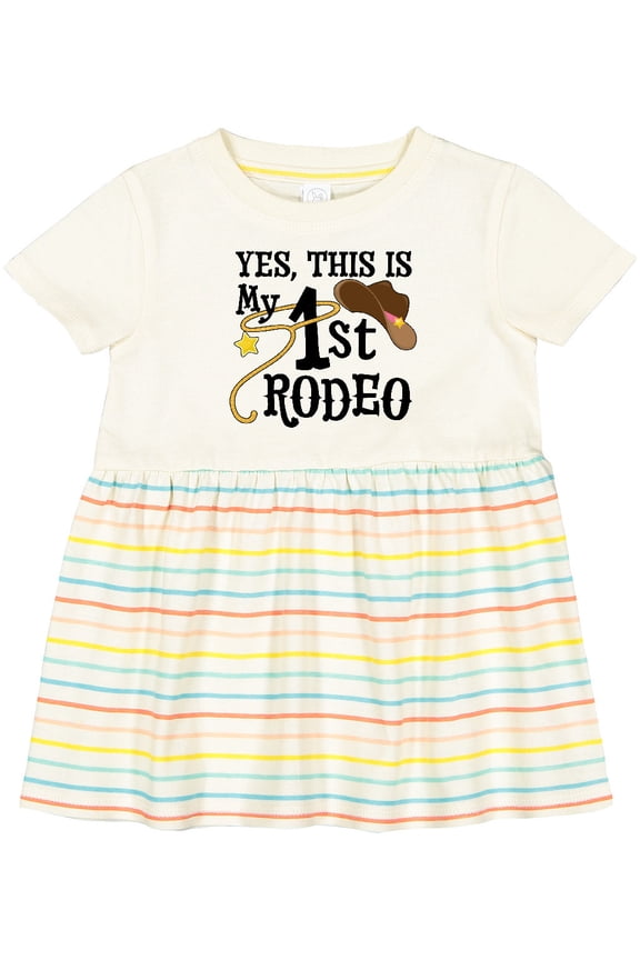 Yes, This is My 1st Rodeo Cowboy Hat with Pink Band, Lasso Girls Baby Dress