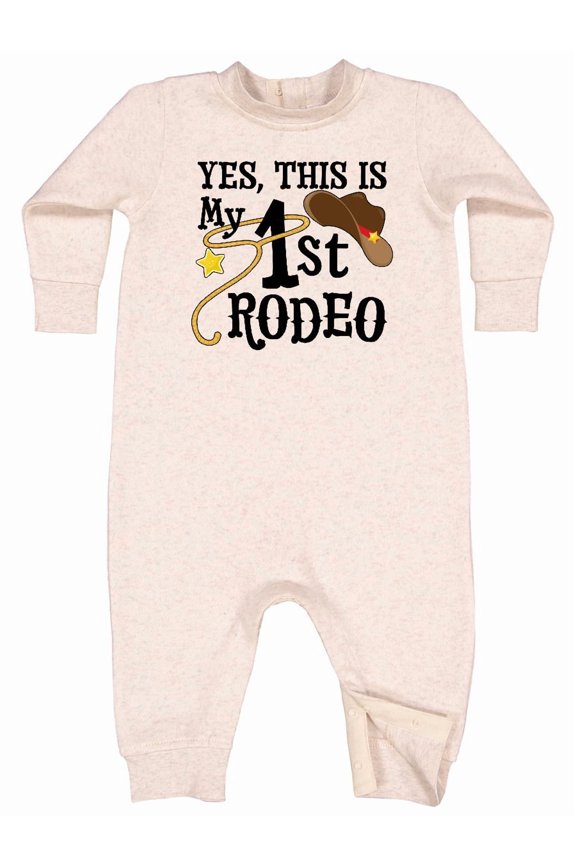 Yes, This is My 1st Rodeo Cowboy Hat with Red Band, Lasso Baby Fleece Romper