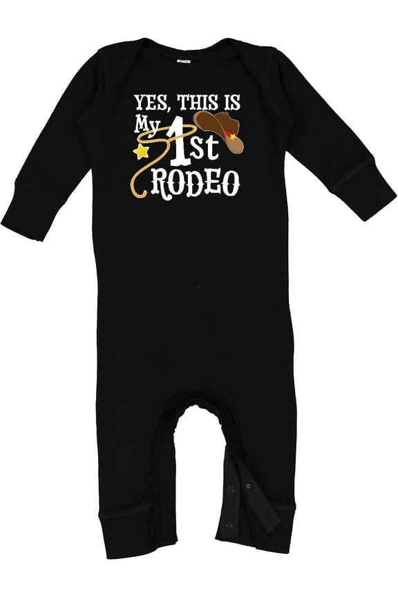 Yes, This is My 1st Rodeo Cowboy Hat with Red Band, Lasso Baby Romper Coveralls