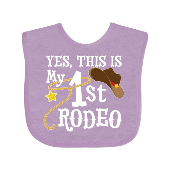 Inktastic Yes, This is My 1st Rodeo Cowboy Hat with Red Band, Lasso Boys or Girls Baby Bib