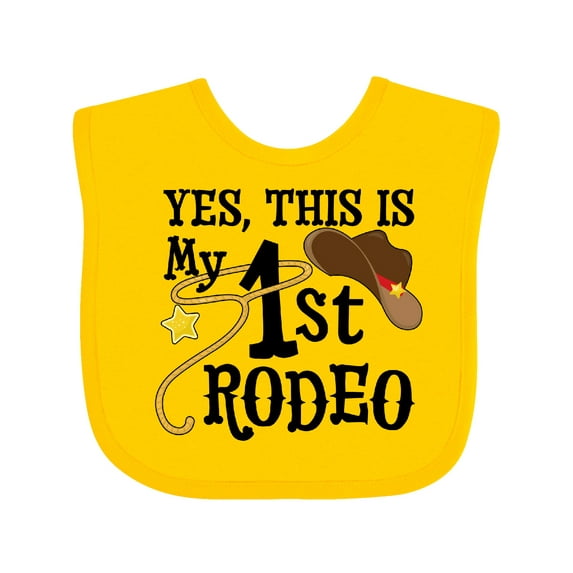 Inktastic Yes, This is My 1st Rodeo Cowboy Hat with Red Band, Lasso Boys or Girls Baby Bib