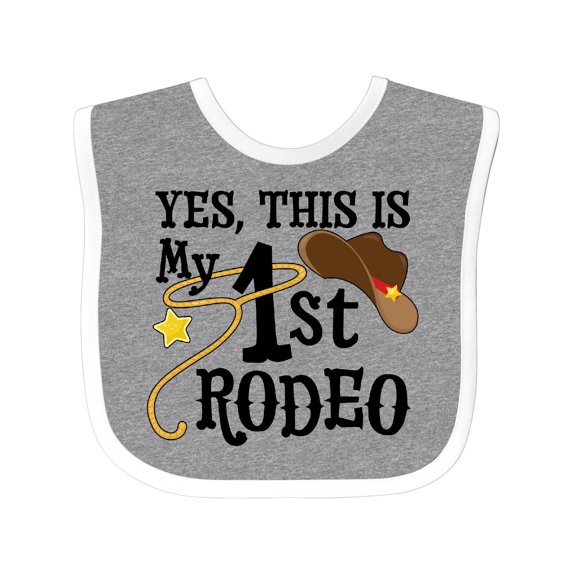 Inktastic Yes, This is My 1st Rodeo Cowboy Hat with Red Band, Lasso Boys or Girls Baby Bib