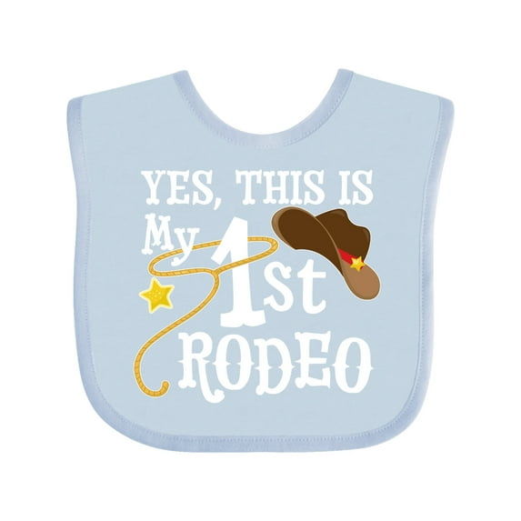 Inktastic Yes, This is My 1st Rodeo Cowboy Hat with Red Band, Lasso Boys or Girls Baby Bib