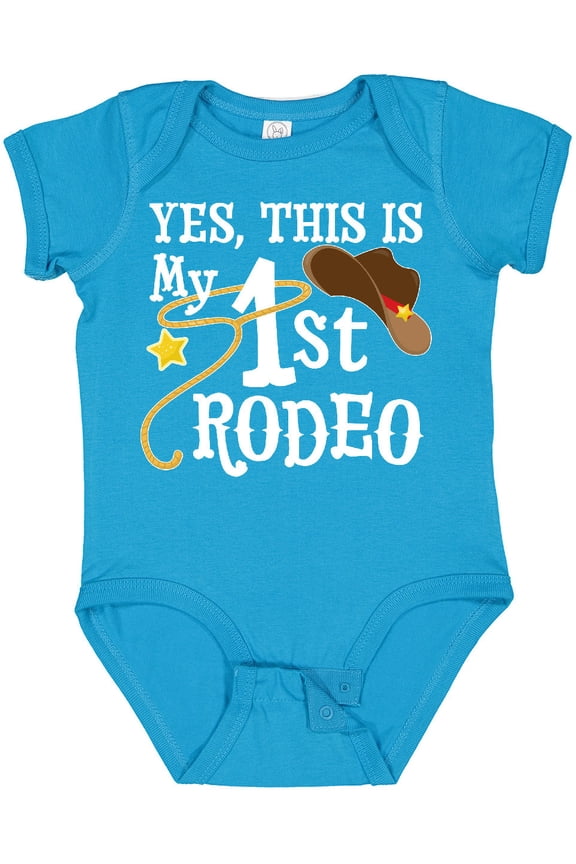 Yes, This is My 1st Rodeo Cowboy Hat with Red Band, Lasso Boys or Girls Baby Bodysuit