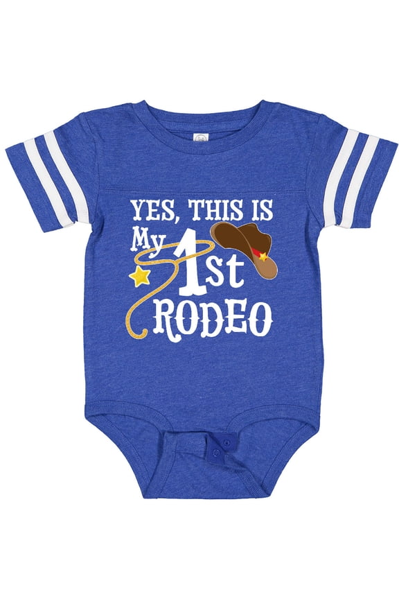 Yes, This is My 1st Rodeo Cowboy Hat with Red Band, Lasso Boys or Girls Baby Bodysuit