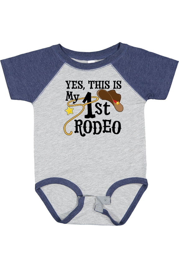 Yes, This is My 1st Rodeo Cowboy Hat with Red Band, Lasso Boys or Girls Baby Bodysuit