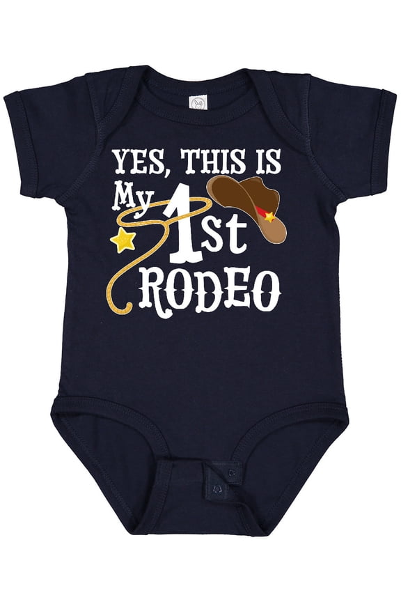 Yes, This is My 1st Rodeo Cowboy Hat with Red Band, Lasso Boys or Girls Baby Bodysuit