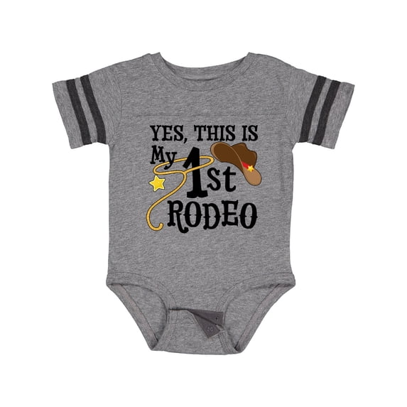 Inktastic Yes, This is My 1st Rodeo Cowboy Hat with Red Band, Lasso Boys or Girls Baby Bodysuit