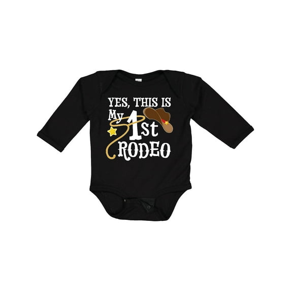 Inktastic Yes, This is My 1st Rodeo Cowboy Hat with Red Band, Lasso Boys or Girls Long Sleeve Baby Bodysuit