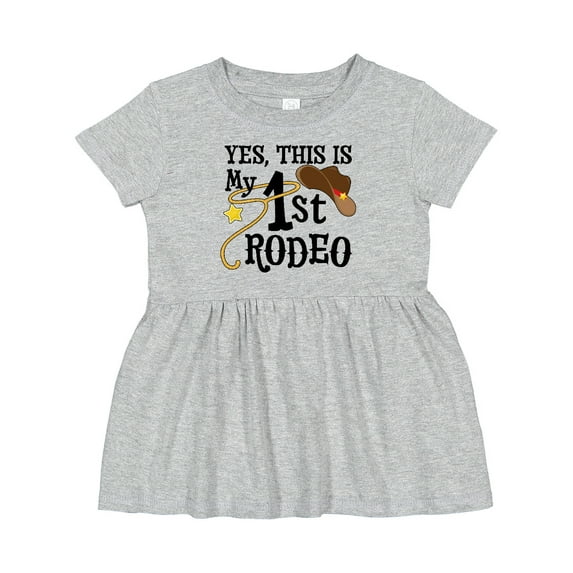 Inktastic Yes, This is My 1st Rodeo Cowboy Hat with Red Band, Lasso Girls Baby Dress