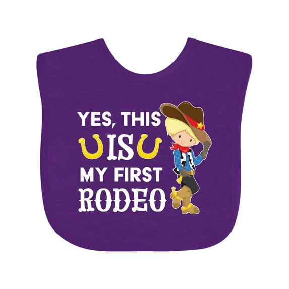 Inktastic Yes, This is My First Rodeo- Cowboy in Hat and Boots Boys Baby Bib