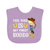 Inktastic Yes, This is My First Rodeo- Cowboy in Hat and Boots Boys Baby Bib