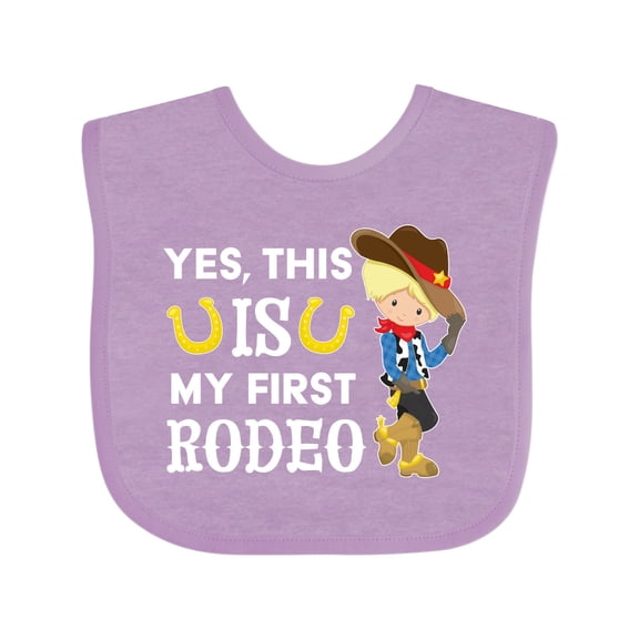Inktastic Yes, This is My First Rodeo- Cowboy in Hat and Boots Boys Baby Bib