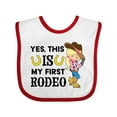 thumbnail image 1 of Inktastic Yes, This is My First Rodeo- Cowgirl in Hat and Boots Girls Baby Bib, 1 of 4