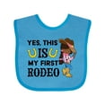 thumbnail image 1 of Inktastic Yes, This is My First Rodeo- Cowgirl in Hat and Boots Girls Baby Bib, 1 of 4