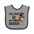 thumbnail image 1 of Inktastic Yes, This is My First Rodeo- Cowgirl in Hat and Boots Girls Baby Bib, 1 of 4