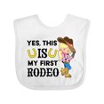 thumbnail image 1 of Inktastic Yes, This is My First Rodeo- Cowgirl in Hat and Boots Girls Baby Bib, 1 of 4