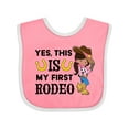 thumbnail image 1 of Inktastic Yes, This is My First Rodeo- Cowgirl in Hat and Boots Girls Baby Bib, 1 of 4