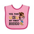 thumbnail image 1 of Inktastic Yes, This is My First Rodeo- Cowgirl in Hat and Boots Girls Baby Bib, 1 of 4