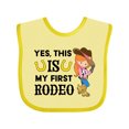 thumbnail image 1 of Inktastic Yes, This is My First Rodeo- Cowgirl in Hat and Boots Girls Baby Bib, 1 of 4
