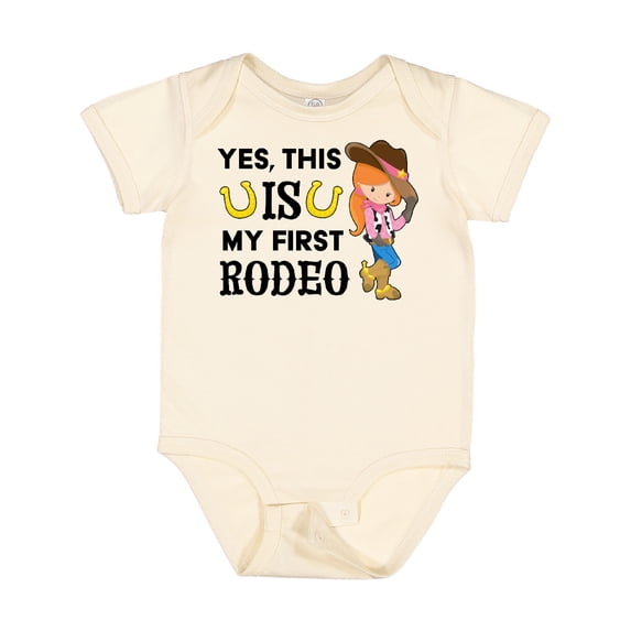 Inktastic Yes, This is My First Rodeo- Cowgirl in Hat and Boots Girls Baby Bodysuit
