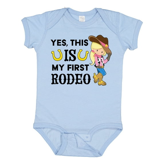 Inktastic Yes, This is My First Rodeo- Cowgirl in Hat and Boots Girls Baby Bodysuit
