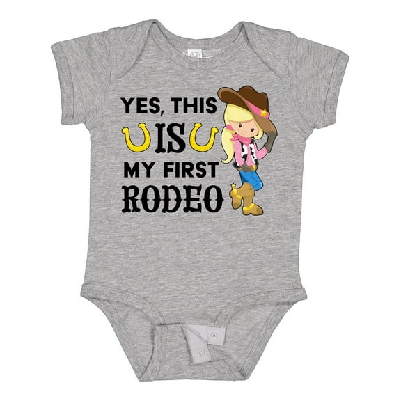 Inktastic Yes, This is My First Rodeo- Cowgirl in Hat and Boots Girls Baby Bodysuit