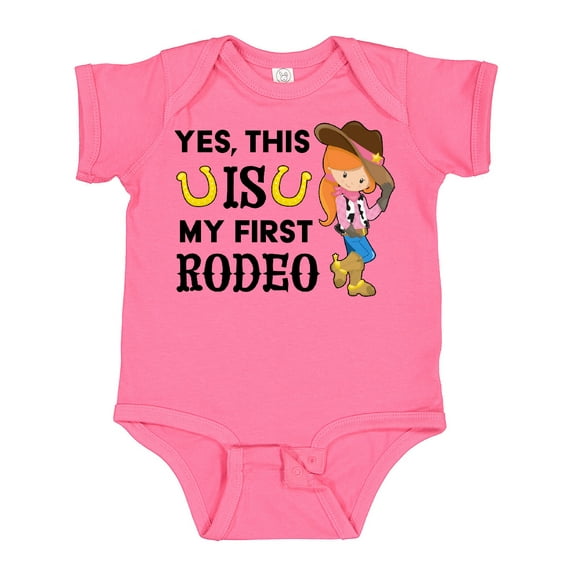 Inktastic Yes, This is My First Rodeo- Cowgirl in Hat and Boots Girls Baby Bodysuit