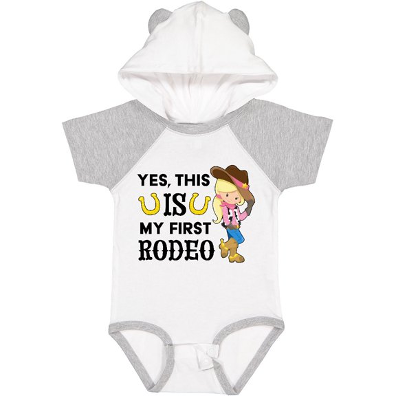 Inktastic Yes, This is My First Rodeo- Cowgirl in Hat and Boots Girls Baby Bodysuit