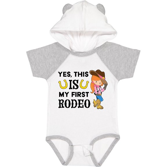 Inktastic Yes, This is My First Rodeo- Cowgirl in Hat and Boots Girls Baby Bodysuit