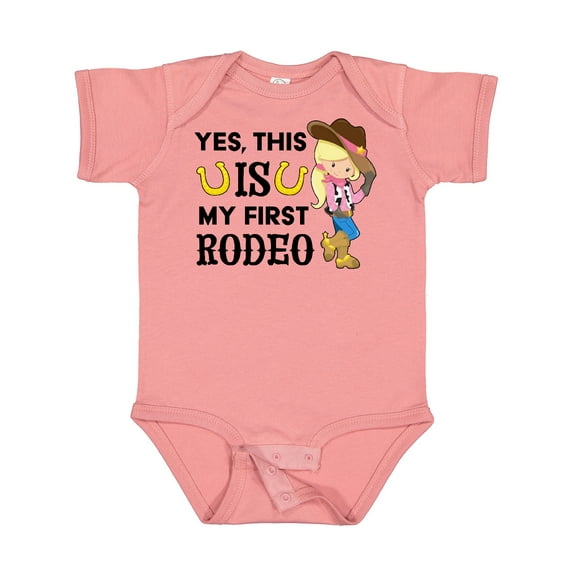 Inktastic Yes, This is My First Rodeo- Cowgirl in Hat and Boots Girls Baby Bodysuit
