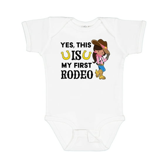 Inktastic Yes, This is My First Rodeo- Cowgirl in Hat and Boots Girls Baby Bodysuit