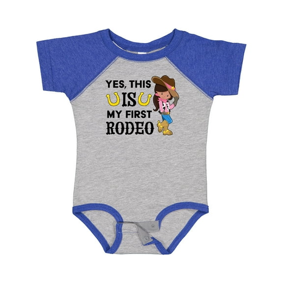Inktastic Yes, This is My First Rodeo- Cowgirl in Hat and Boots Girls Baby Bodysuit